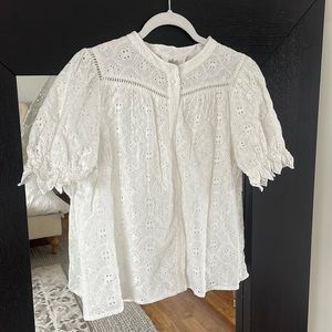 Eyelet short sleeved blouse